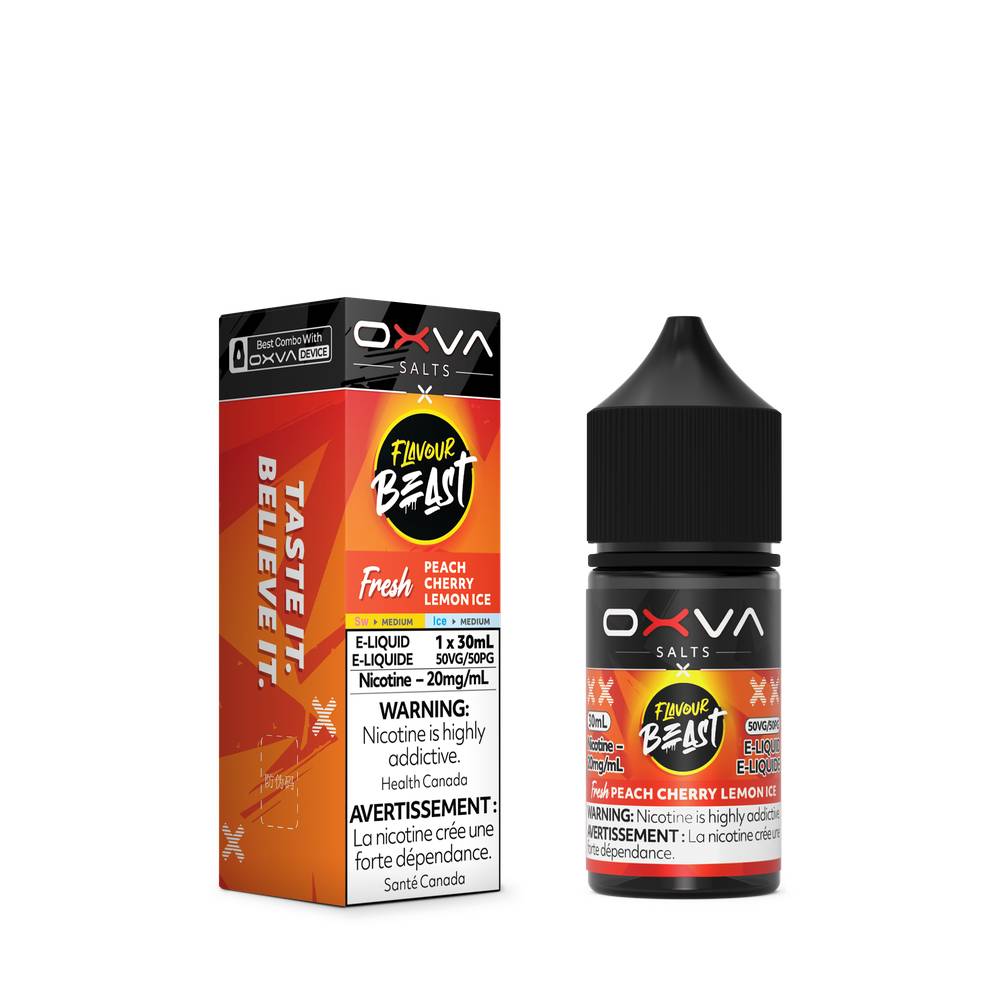 Flavour Beast x OXVA Nicotine Salt E-Liquid - Fresh Peach Cherry Lemon Ice